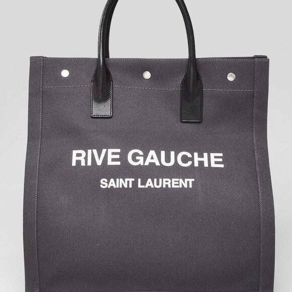 Yves Saint Laurent Grey Canvas Rive Gauche North/South Tote Bag - Picture 1 of 9